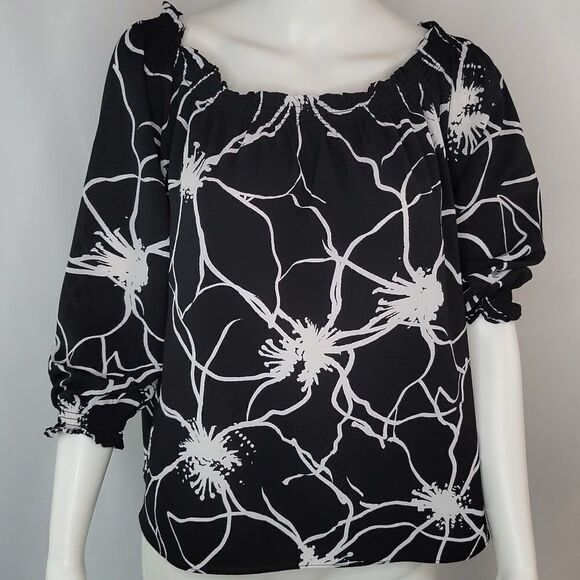 Banana Republic Black & White Floral Blouse - Picture 1 of 9